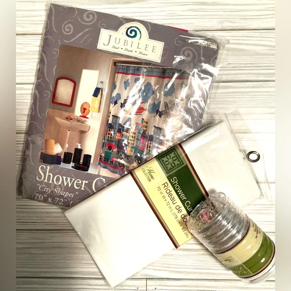 City Shapes Shower Curtain Bundle - Multicolor